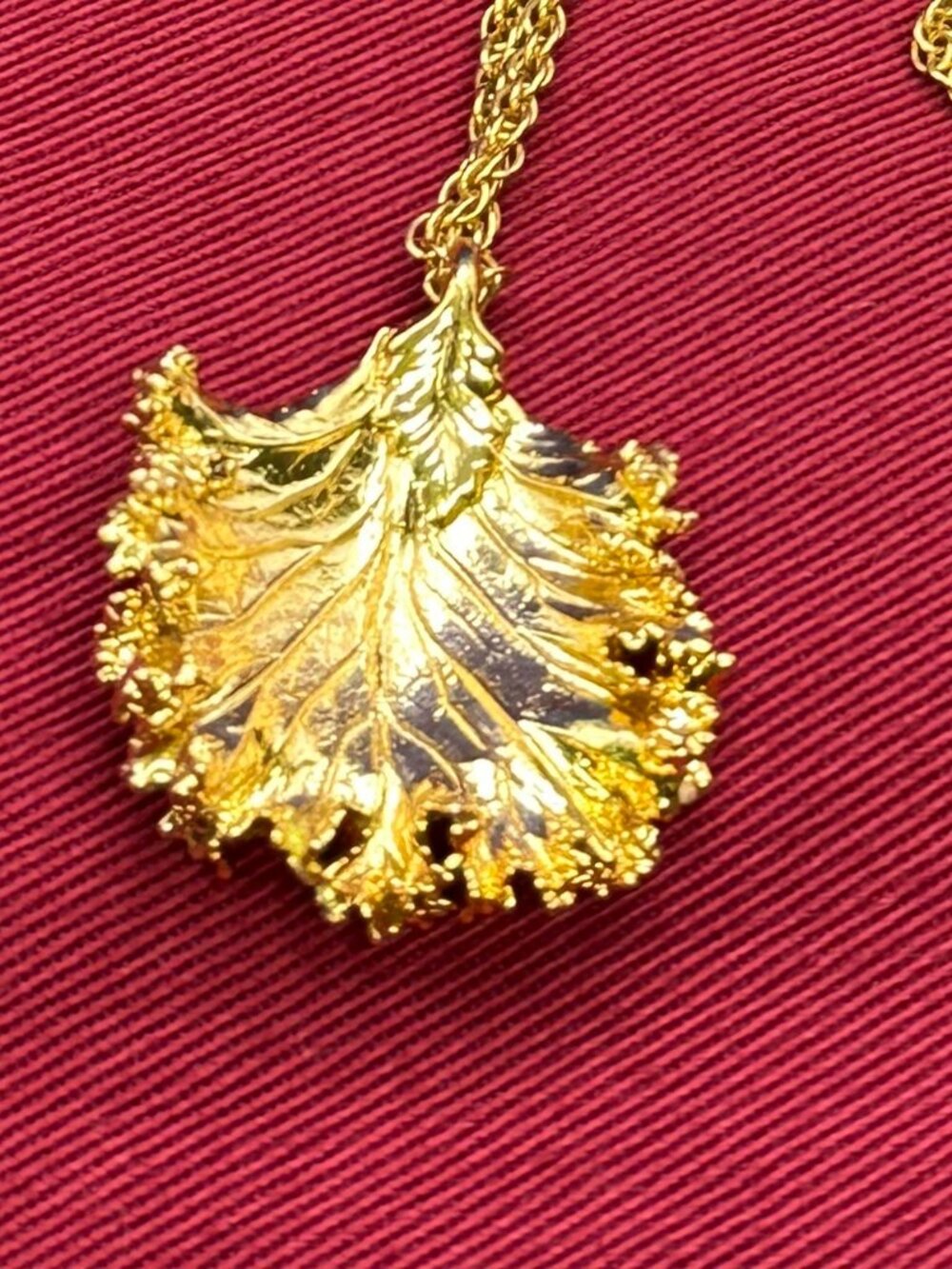 Gold-Plated Kale Leaf Pendant Necklace